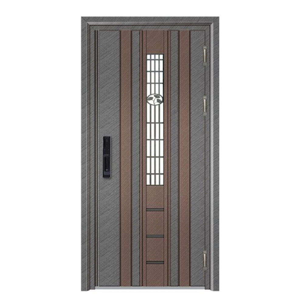 304 Stainless steel door with fingerprint digital lock external security metal door grill glass design