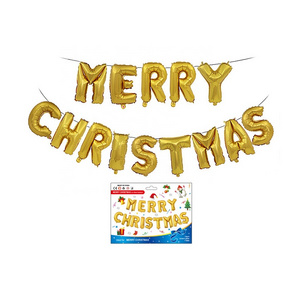 Inflatable Large 16 inch Merry Christmas Letter Decorations Aluminum Foil Balloon Banner Set Suit