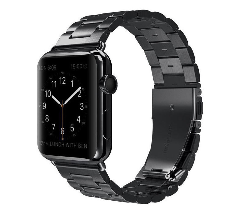 Smart Wrist Watch Bands Three Beads Strap for iWatch Solid Metal Stainless Steel Watchband for Apple Watch 6 5 4 44mm 42mm