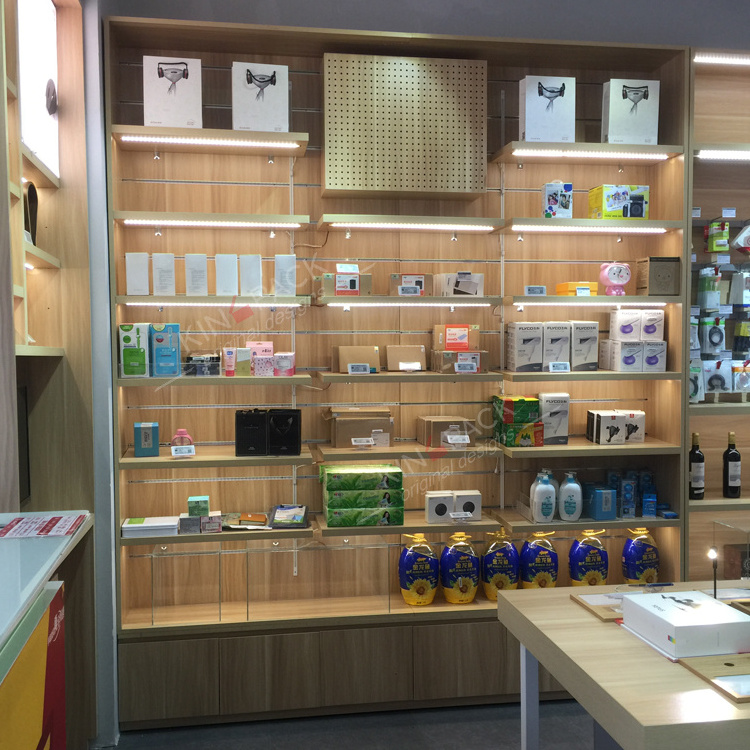 Display cabinet round cosmetics store product showcase wooden shelf