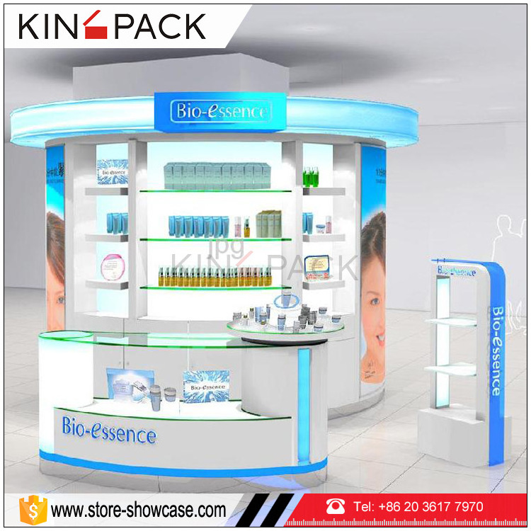 Professional customized light shopping mall cosmetics kiosk furniture creative ideas for sale