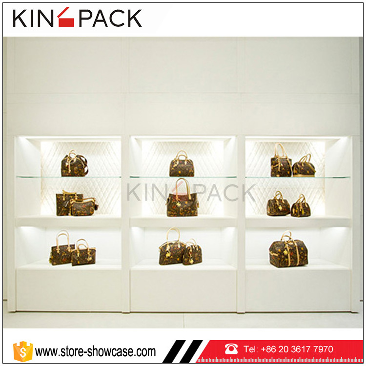 Display cases of Women handbag and shoes wooden cabinet and wall display