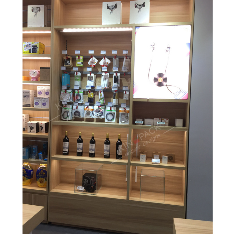 Display cabinet round cosmetics store product showcase wooden shelf