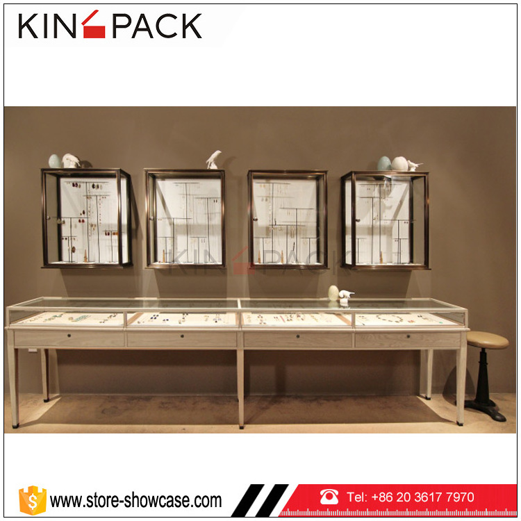 Used jewelry showcases of KINGPACK factory custom made wood display jewelry cabinet for jewellery display set