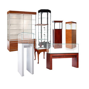 Modern mdf wood with tempered glass made museum display cases