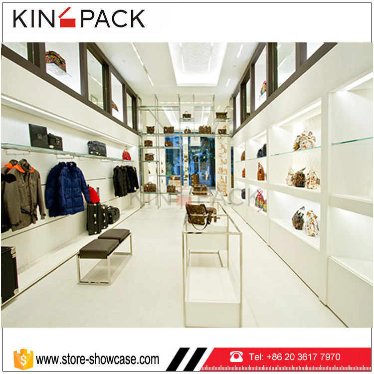 Display cases of Women handbag and shoes wooden cabinet and wall display