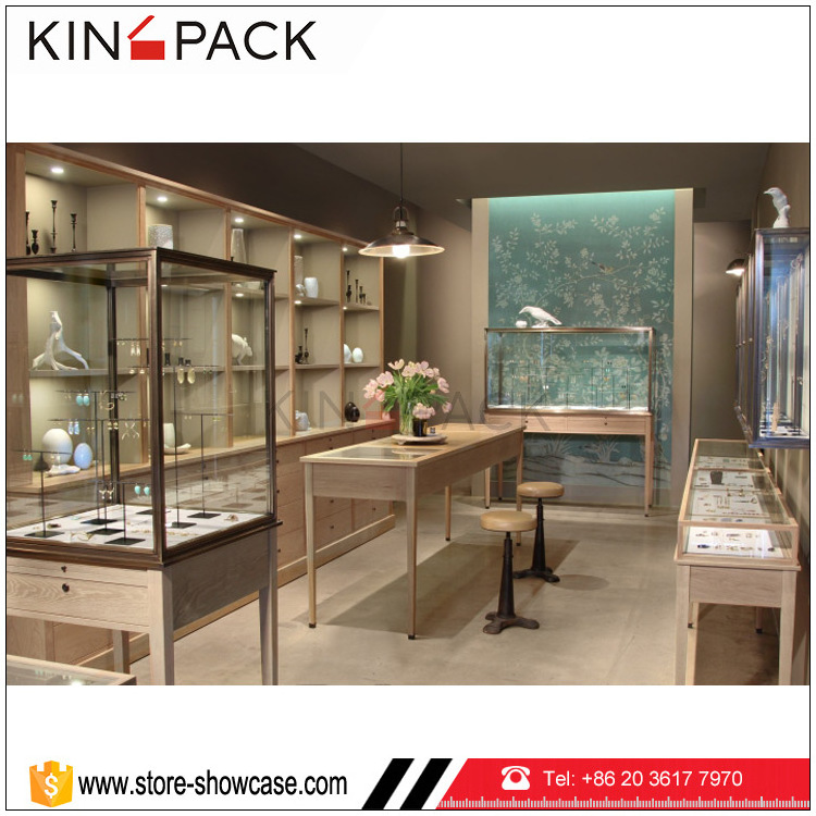 Used jewelry showcases of KINGPACK factory custom made wood display jewelry cabinet for jewellery display set