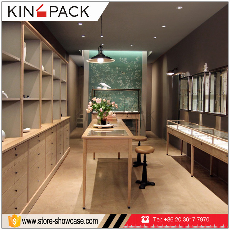 Used jewelry showcases of KINGPACK factory custom made wood display jewelry cabinet for jewellery display set