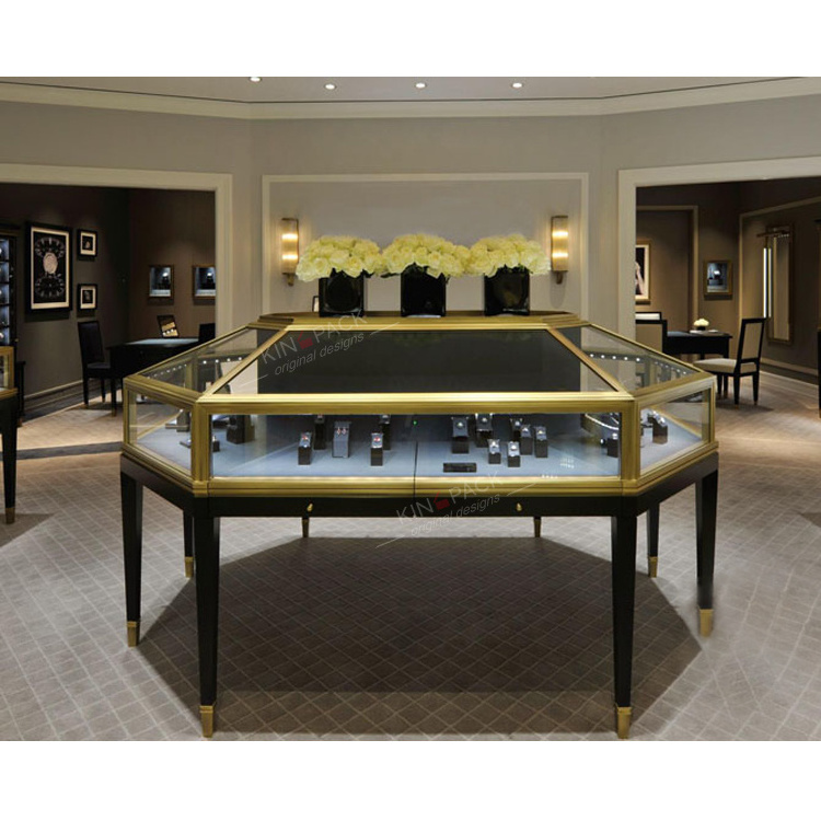 Jewelry shop showcase of glass jewelry display cabinet display counter design