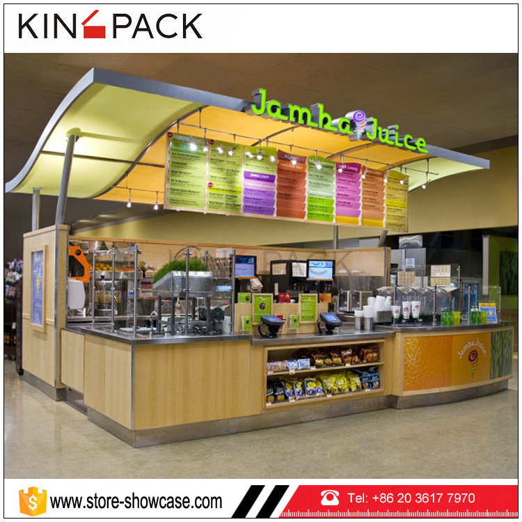 Indoor modern juice bar kiosk design with juice bar counter for sale