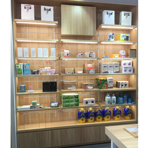 Display cabinet round cosmetics store product showcase wooden shelf