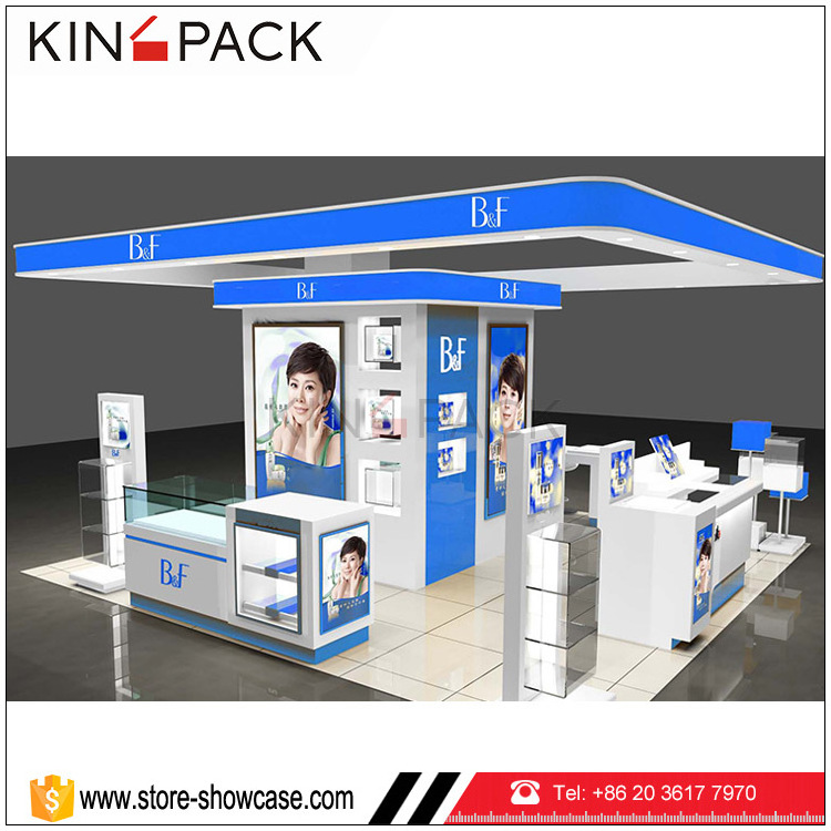 Professional customized light shopping mall cosmetics kiosk furniture creative ideas for sale