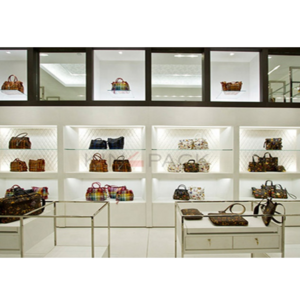 Display cases of Women handbag and shoes wooden cabinet and wall display