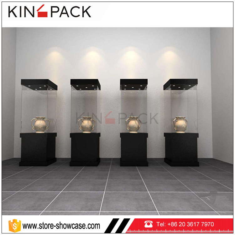 Modern mdf wood with tempered glass made museum display cases