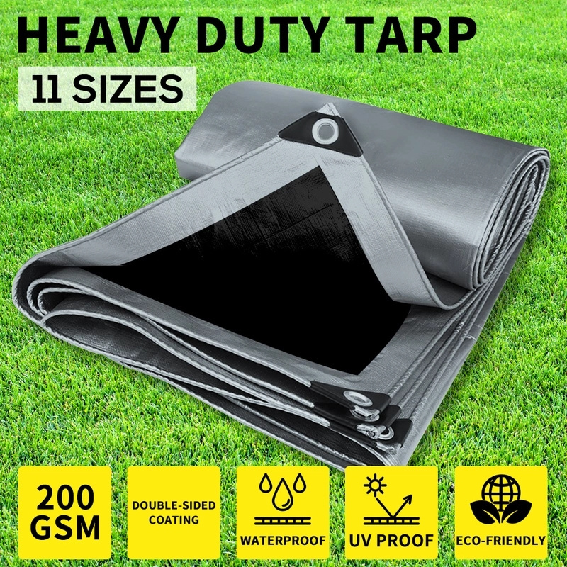 Heavy Duty Tarps 200GSM Tarpaulin Waterproof Poly Camping Tent Shelter Sun Cover