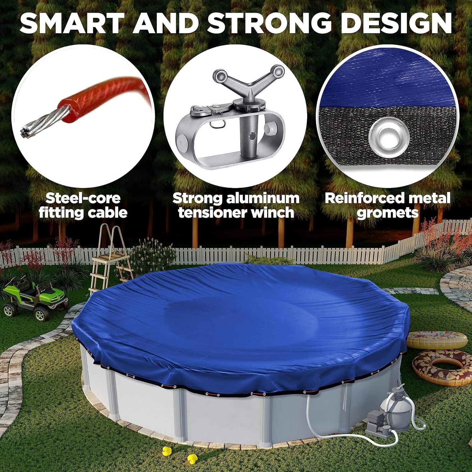 Royal Blue Black Round Pool Solar Cover for Above Ground Pools Round Pool Weather Cover Round Hot Tub Cover