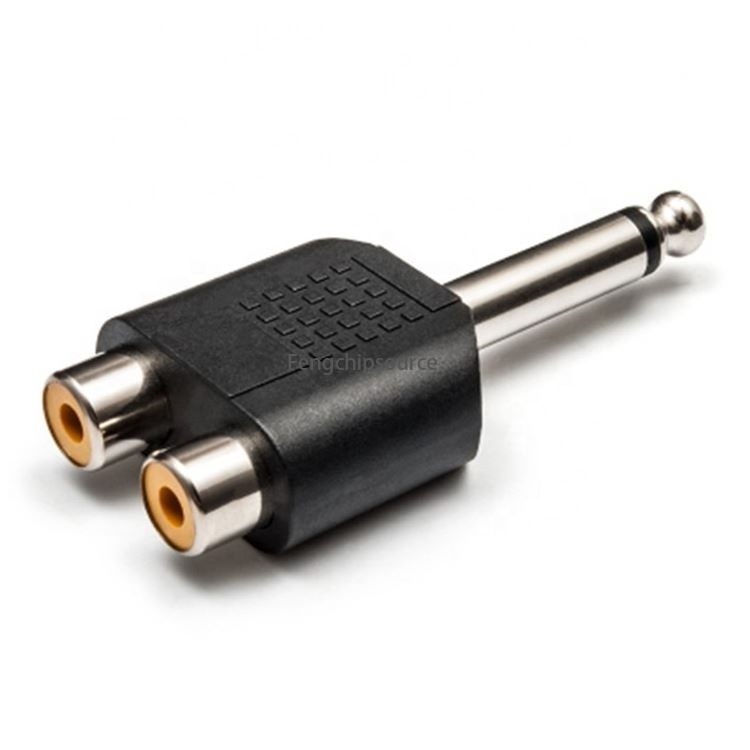 6.5 to 2RCA Lotus head audio microphone to AV audio adapter 1 minute 2 converter butt joint