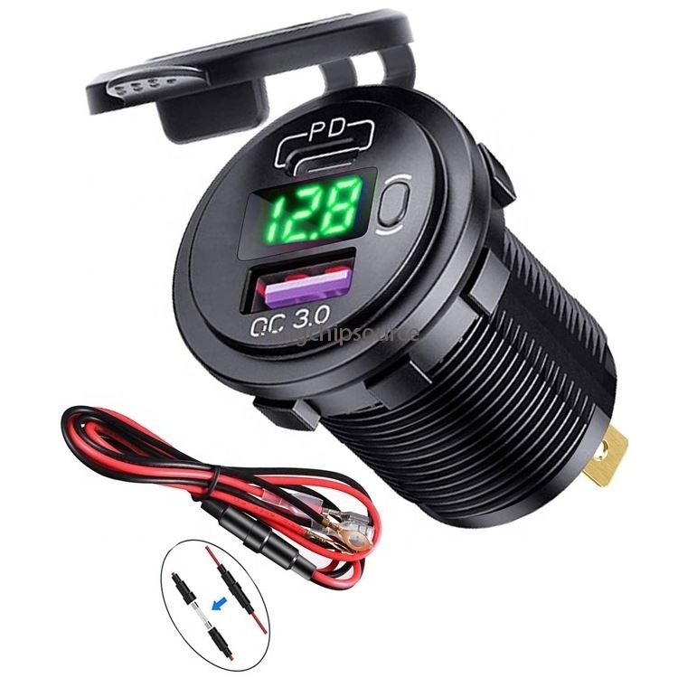 12-24v modified car charger PD + QC3.0 automobile motorcycle boat mobile phone modified car charger with switch