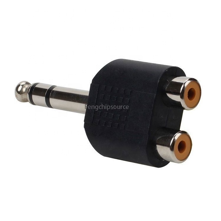 Dual Channel 6.5MM to 2RCA Lotus female 6.5 Male to dual AV female microphone audio connector