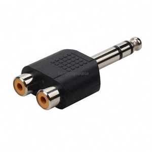 Dual Channel 6.5MM to 2RCA Lotus female 6.5 Male to dual AV female microphone audio connector