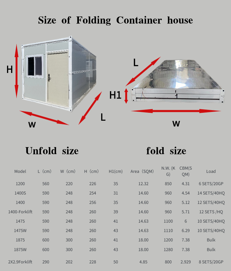 Easy Folding 40 Ft 20 Ft Prefab Container Expandable House Light Steel Folding Prefabricated Home Villa 5 Bedroom With Bathroom