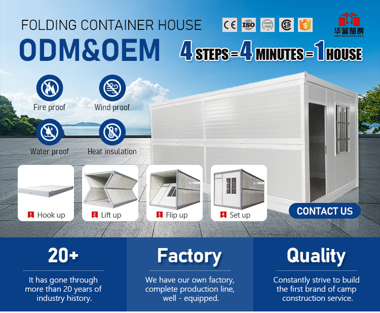 Easy Folding 40 Ft 20 Ft Prefab Container Expandable House Light Steel ...