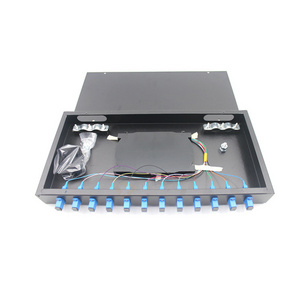 FCJ 1U 19" Fix fiber optic 12 core fiber LC SC adapter ODF rack mount patch panel without adapter