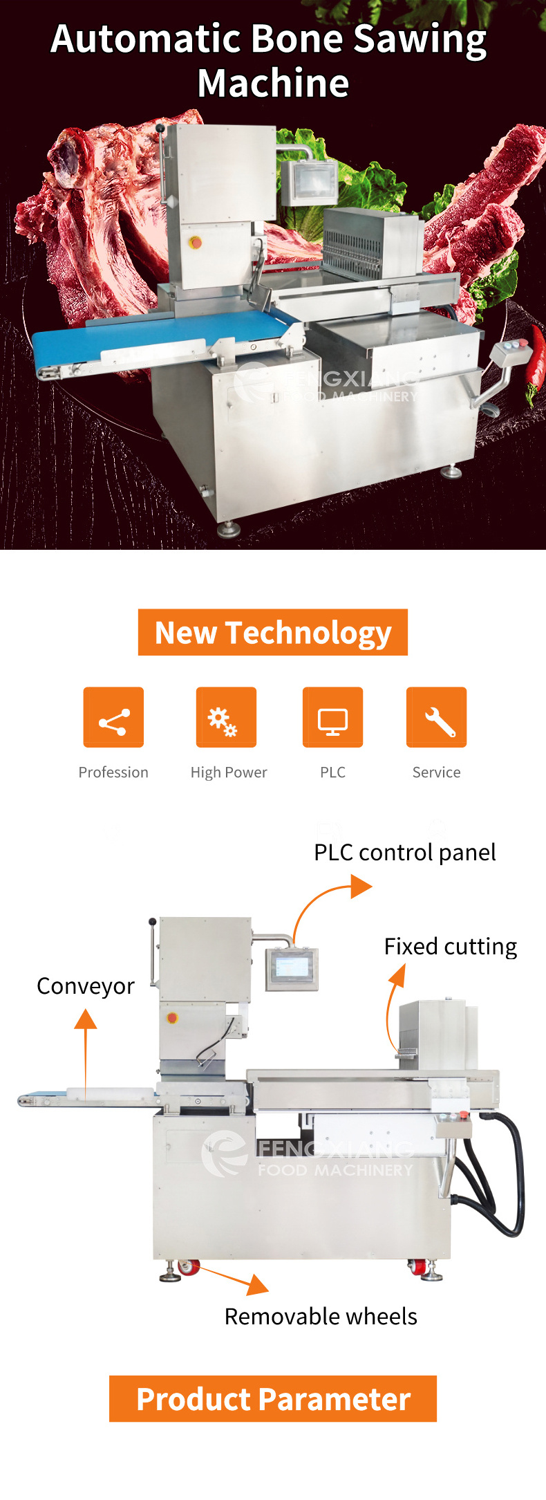 Frozen beef trotter cutter machine pork leg cutting machine meat slicer saw meat bone cutter other food processing machinery