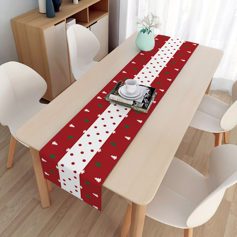 Wholesale Cheap Christmas Table Runner Decor Linen Polyester Print Table Runner Cover for Party