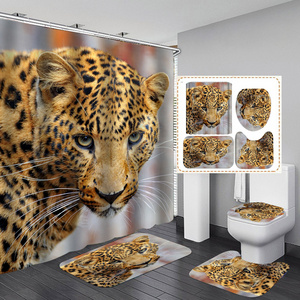 Hot Selling Africa Animal Lion Modern Printed Bath Room Decorate Waterproof Fabric Luxury Shower Curtain