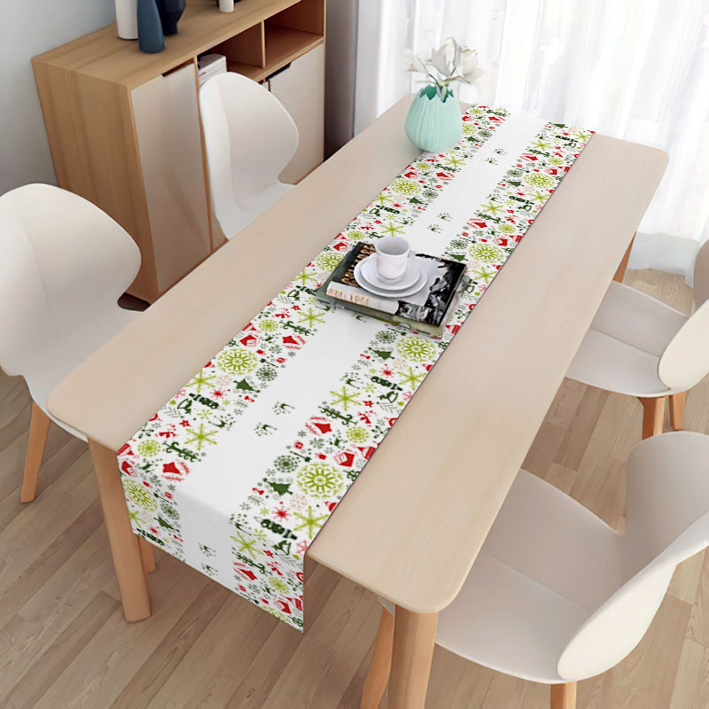 Wholesale Cheap Christmas Table Runner Decor Linen Polyester Print Table Runner Cover for Party