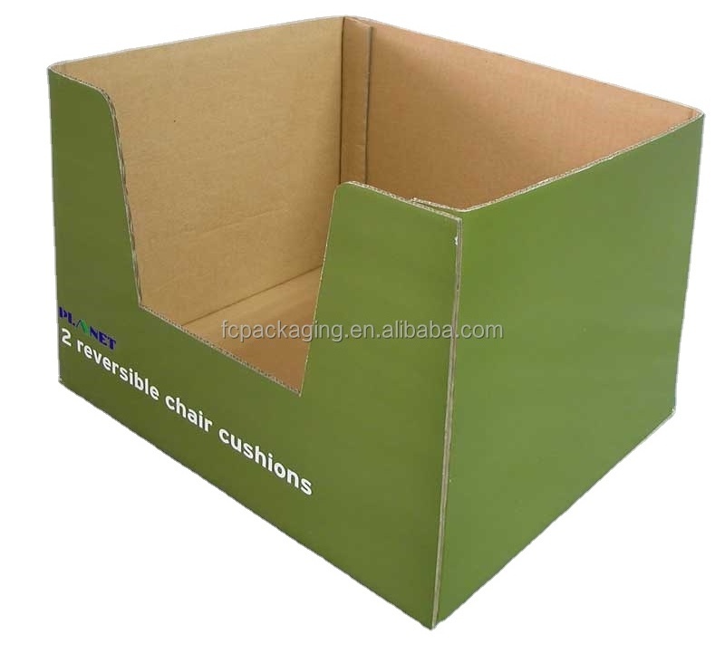 PDQ U Shaped Auto-Lock Bottom Display Box custom design corrugated counter display paper box for advertisement