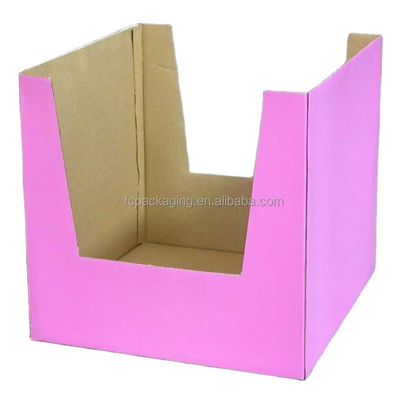 PDQ U Shaped Auto-Lock Bottom Display Box custom design corrugated counter display paper box for advertisement