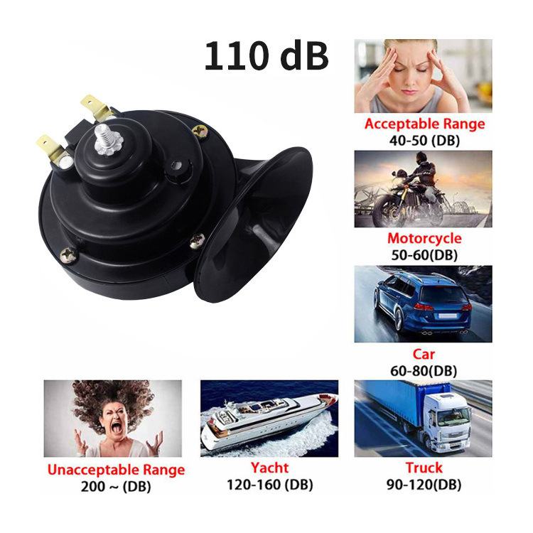 110DB Car Bull Horn-12 V-Electric snail Horn, Very Loud Trucks Trucks Trains Boats Motorcycle Car Car Horn Loud Pressure Klaxon