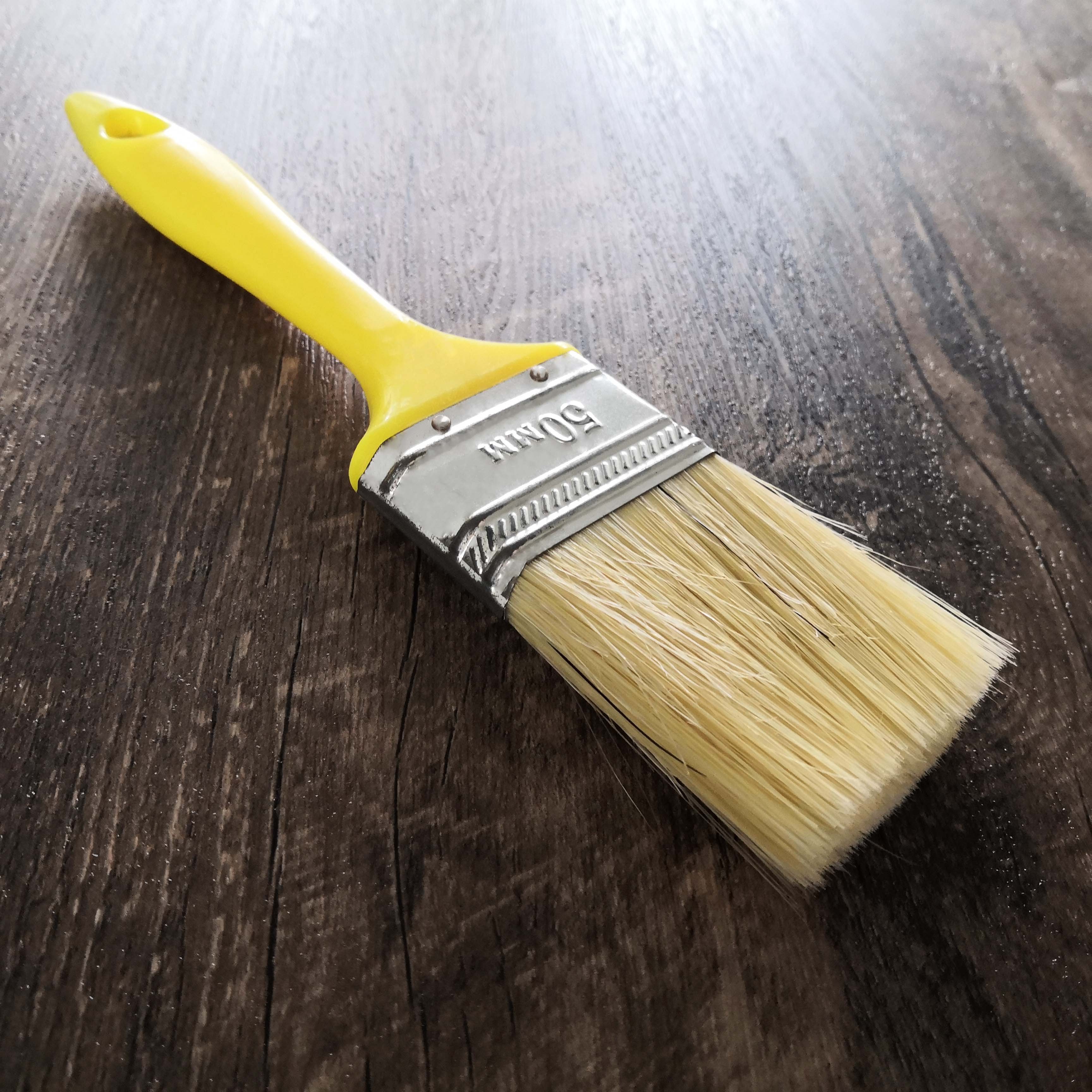 75mm European style  PET polyester bristle Solid yellow handle plastic paint brush