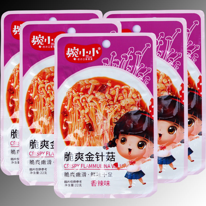 Chinese Snacks Vacuum Packaging Pickled Enoki Mushroom Casual Snack Spicy Crisp Delicious Enoki Mushroom