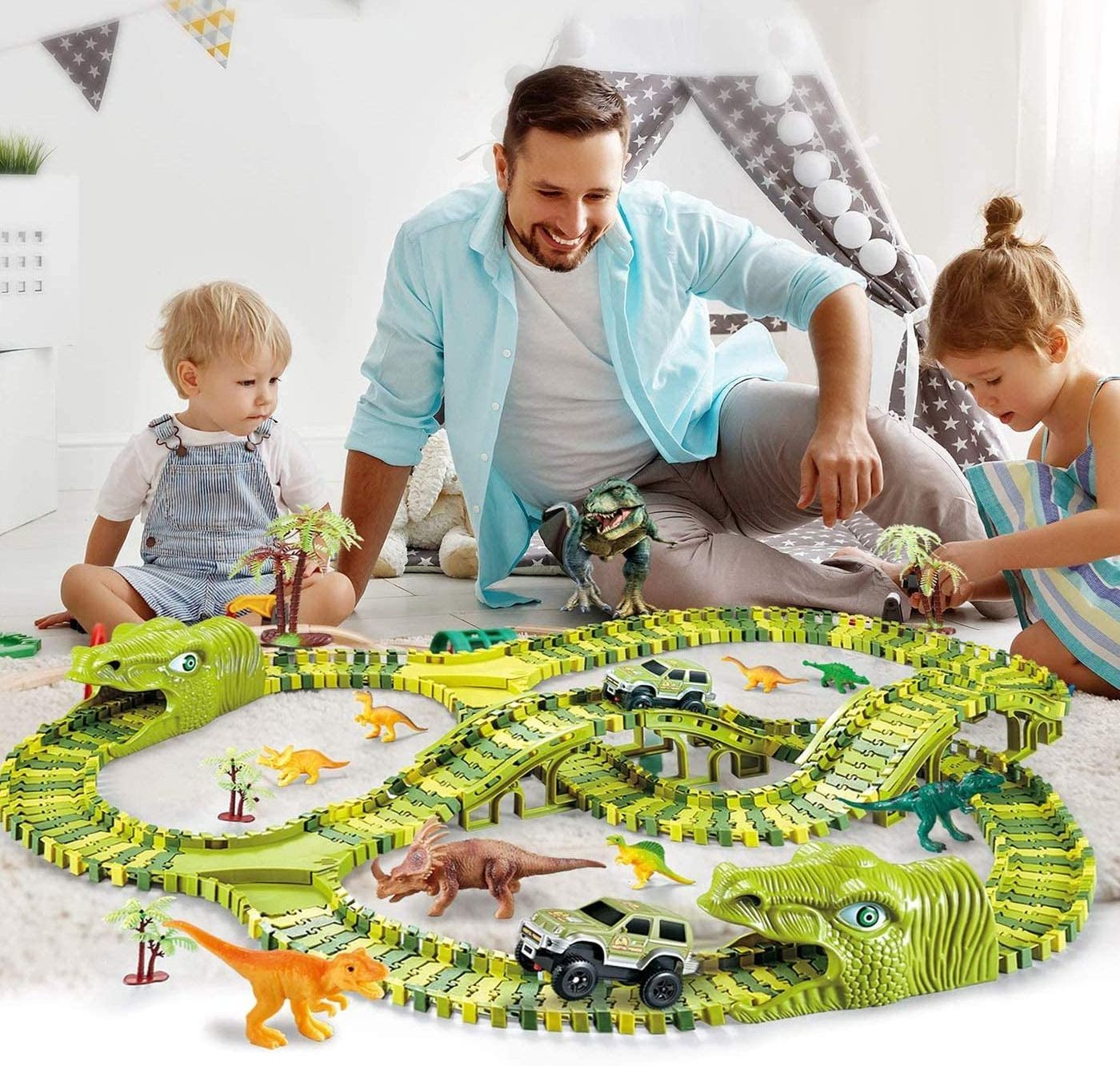 Building Slot Toy Dinosaur Railway Train Track Flexible Toys DIY Electric Rail Track Train Gift Toys for Boy