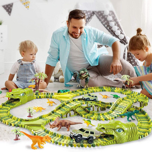 Building Slot Toy Dinosaur Railway Train Track Flexible Toys DIY Electric Rail Track Train Gift Toys for Boy