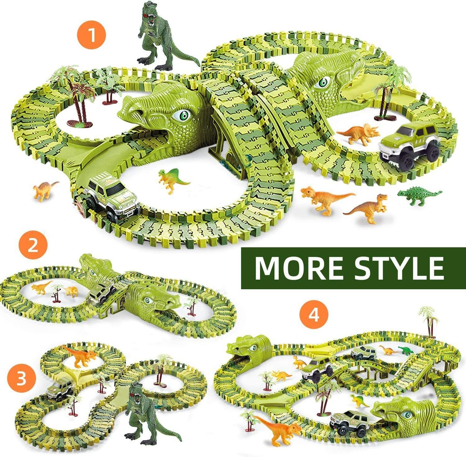 Building Slot Toy Dinosaur Railway Train Track Flexible Toys DIY Electric Rail Track Train Gift Toys for Boy