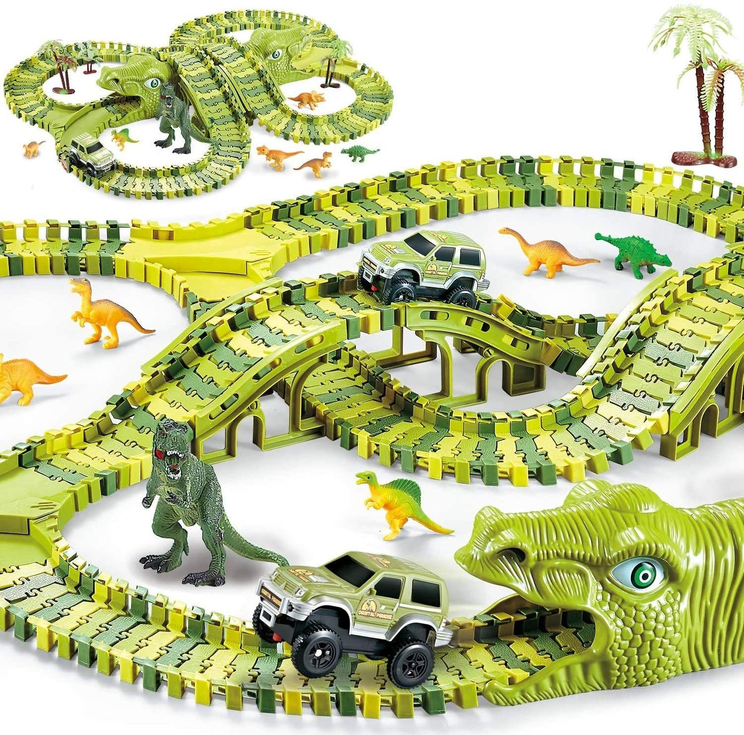 Building Slot Toy Dinosaur Railway Train Track Flexible Toys DIY Electric Rail Track Train Gift Toys for Boy