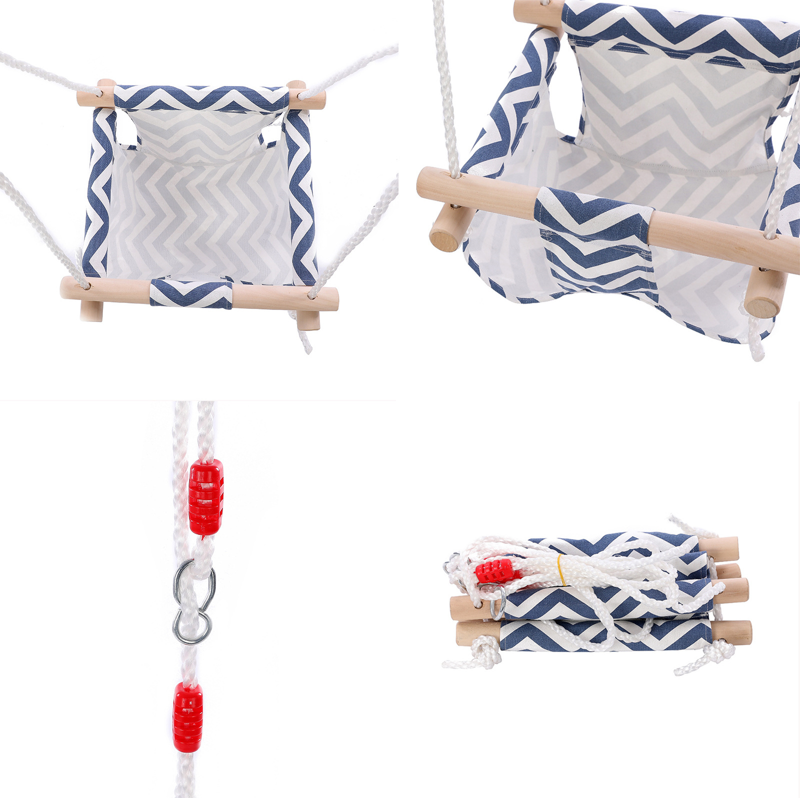 FDFIT Wooden Canvas Hanging Baby Swing Seat Chair Toy Swings Rocker Chair Toddler Bouncer Kids Swing Set Indoor Outdoor