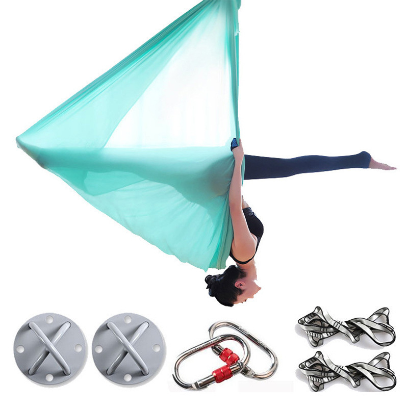 Aerial Silk Yoga Hammock & Swing For Yoga Inversion Strength training Set starter hardware Kit With Customized Logo