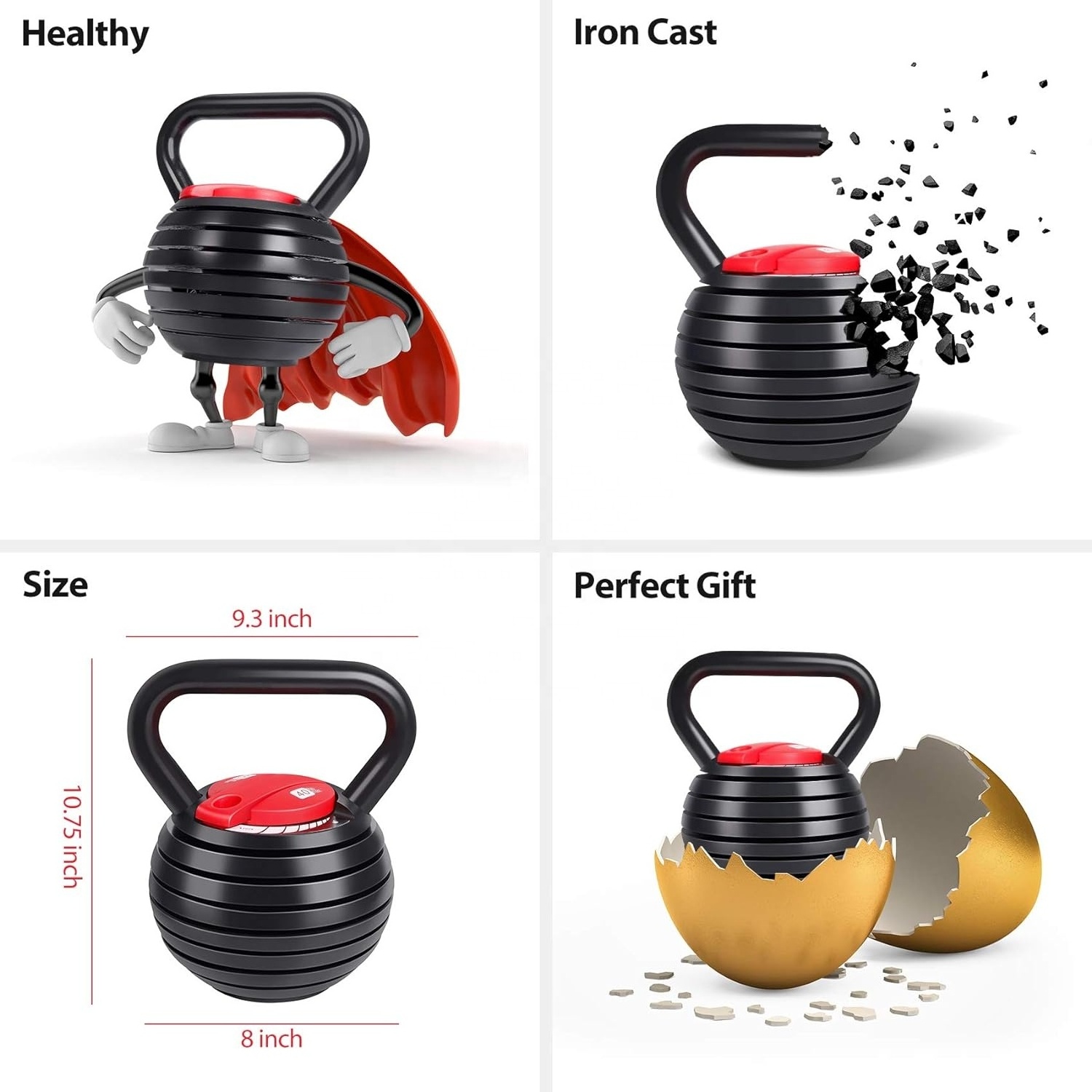 Adjustable Kettlebell Weights Set Exercise Fitness Kettle Ball Dumbbell Grip Weight Kettle bells 5-40LB