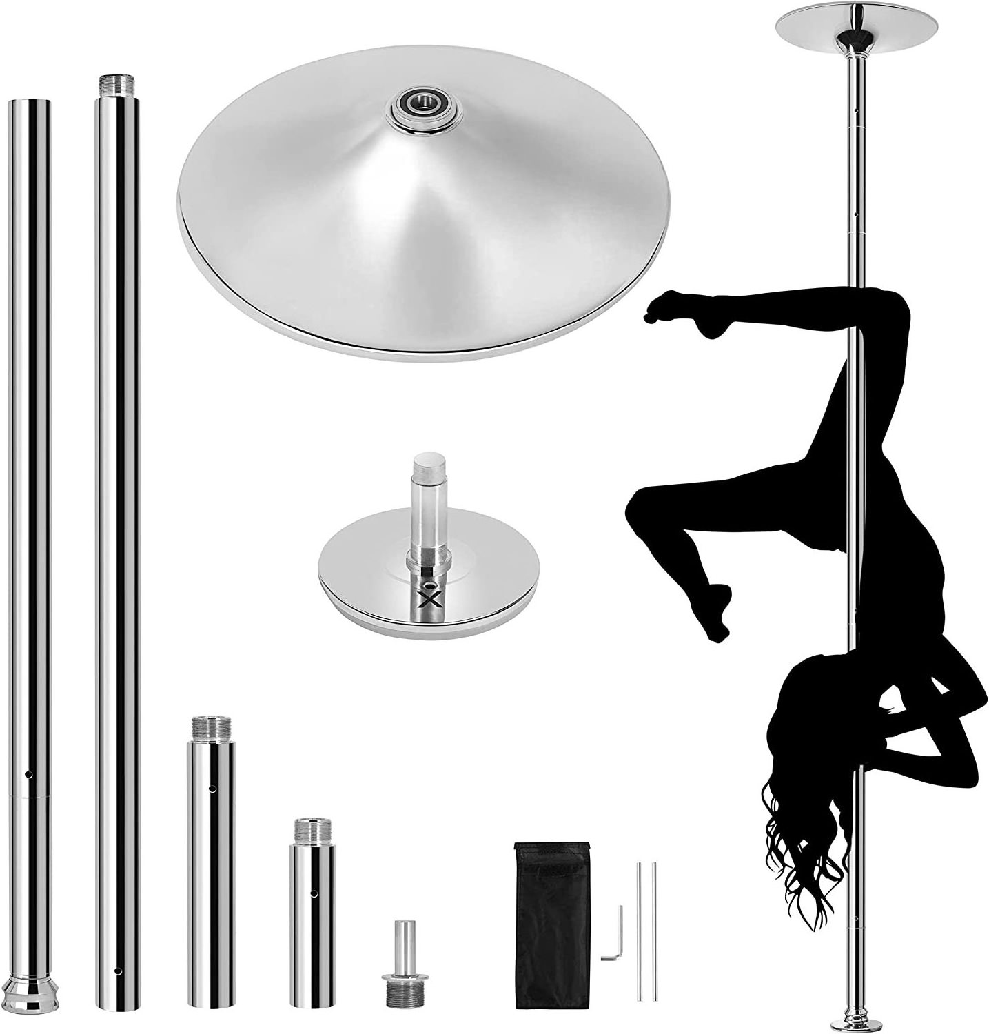 FDFIT Adjusatab Dance Pole  Spinning Static dancing Pole Portable Removable for Home Club Bar