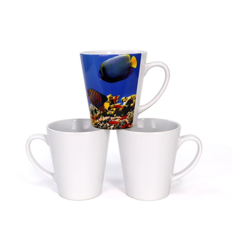 wholesale sublimation blanks conic white bulk coffee mug Conical tea cups for sublimation print