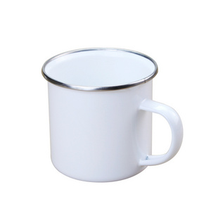 Custom Logo Sublimation blank small white speckled stainless steel camping coffee tea cup enamel mug metal mini enamel steel cup