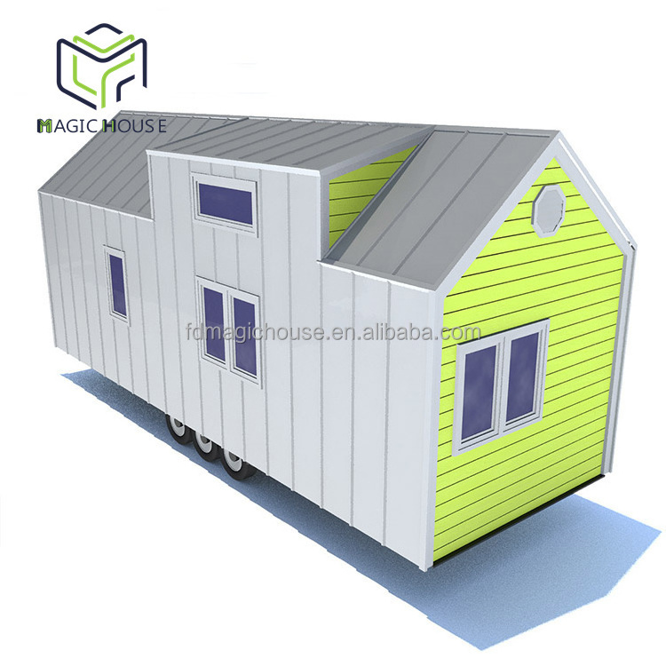 Magic house mobile home trailer home frame on wheels solo shades