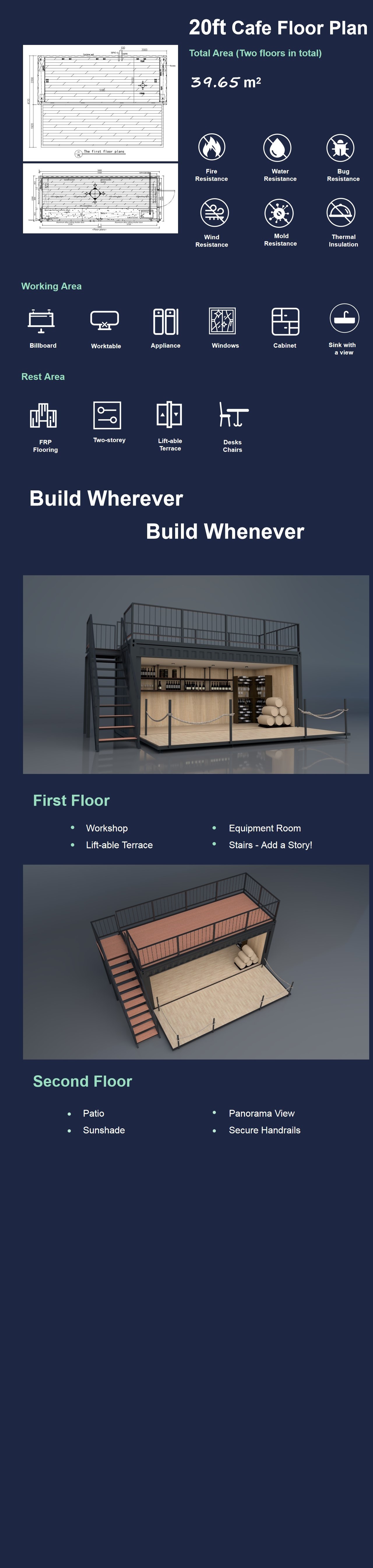 Magic House shipping container restaurant 20ft container coffee shop cafe convenience store container