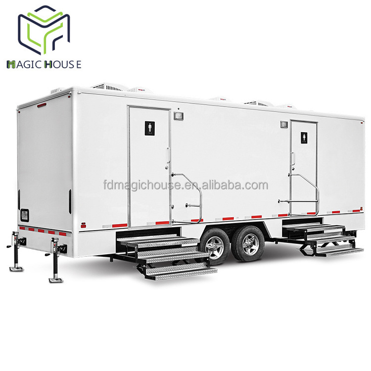 Magic House steel structure movable trailer bathroom/toilet on wheels portable toilet with water tanks