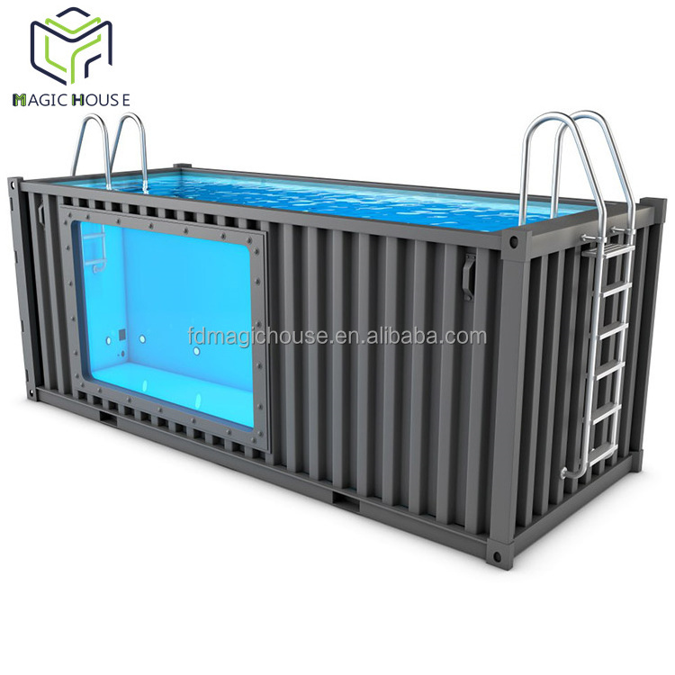 Magic House 20 ft 40 ft shipping outdoor acrylic container outdoor swimming pools with glass